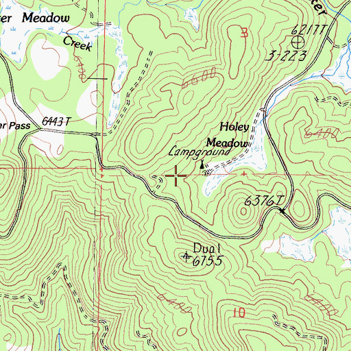 Topographic Map of Holey Meadow Campground, CA
