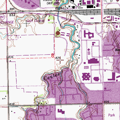 Topographic Map of Ali's Boundless Playground, ND