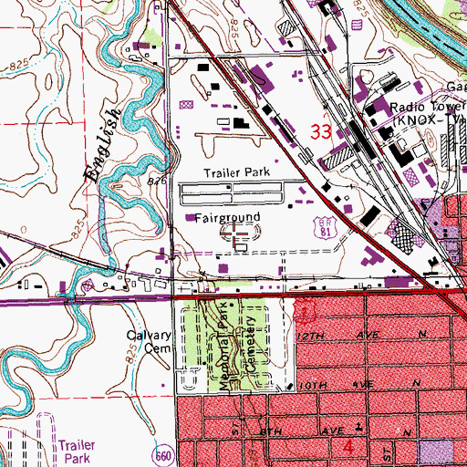 Topographic Map of River Cities Speedway, ND