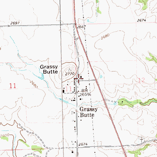 Topographic Map of Old Grassy Butte Post Office Museum, ND