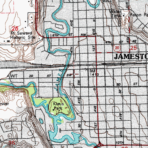 Topographic Map of Historic Franklin School, ND