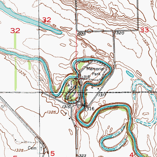 Topographic Map of LaMoure County Memorial Park, ND