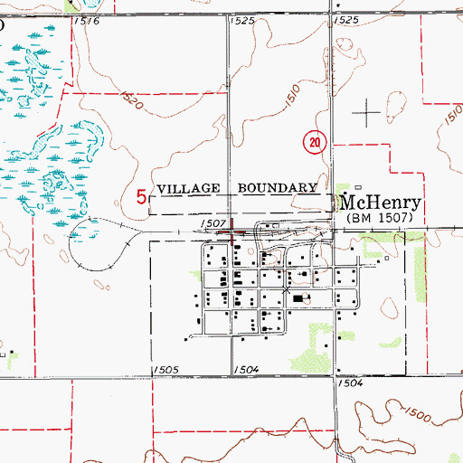 Topographic Map of McHenry Railroad Loop and Museum, ND