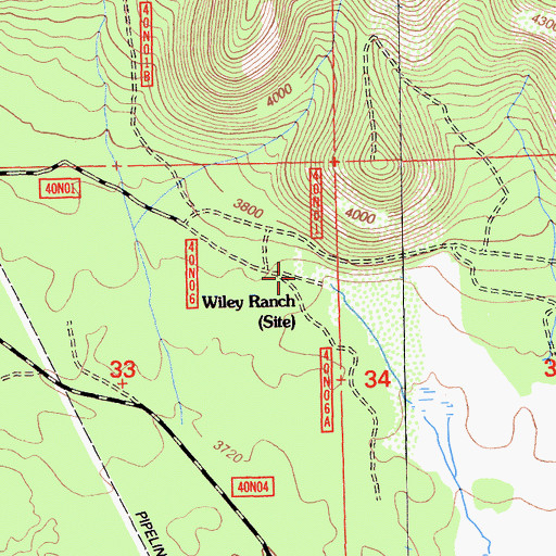 Topographic Map of Wiley Ranch, CA