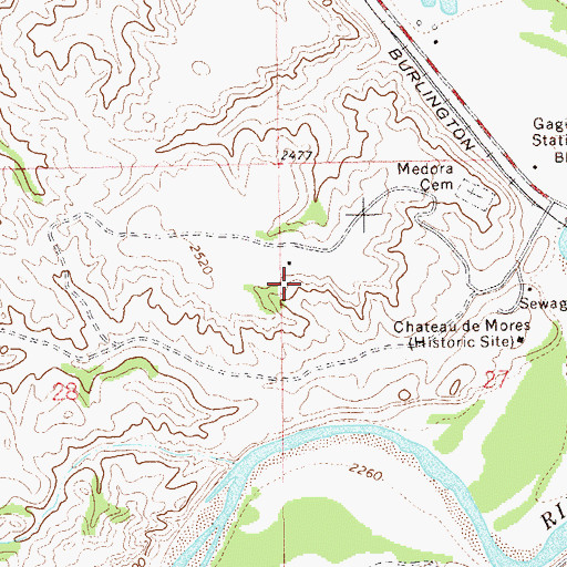 Topographic Map of Burning Hills Amphitheatre, ND