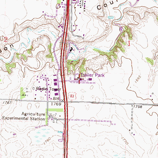 Topographic Map of Lucy's Amusement Park, ND