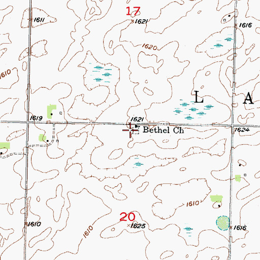 Topographic Map of Bethel Cemetery, ND