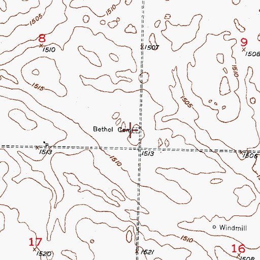 Topographic Map of Bethel Cemetery, ND