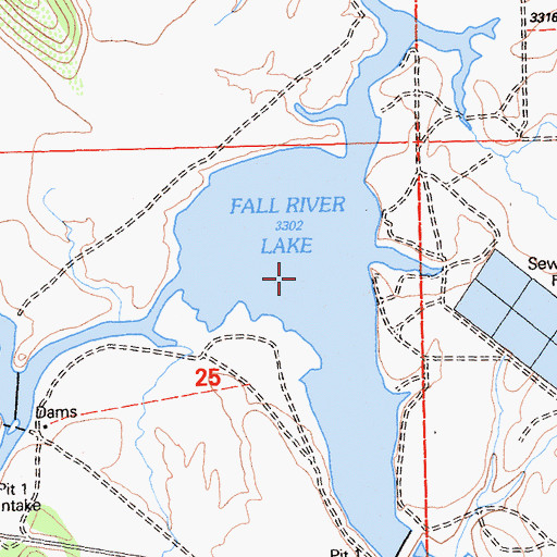 Topographic Map of Fall River Lake, CA