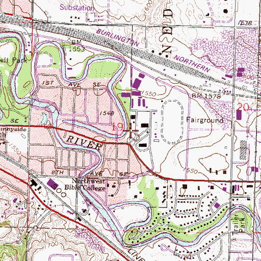 Topographic Map of Ward County Historical Society Museum and Pioneer Village, ND