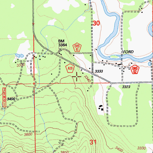 Topographic Map of Ricks Fishing Lodge, CA