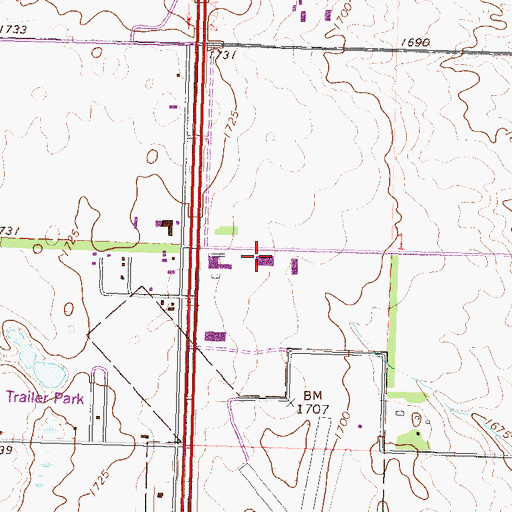 Topographic Map of Cameron Indoor Tennis Center, ND