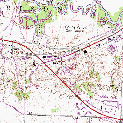 Topographic Map of Maysa Arena, ND