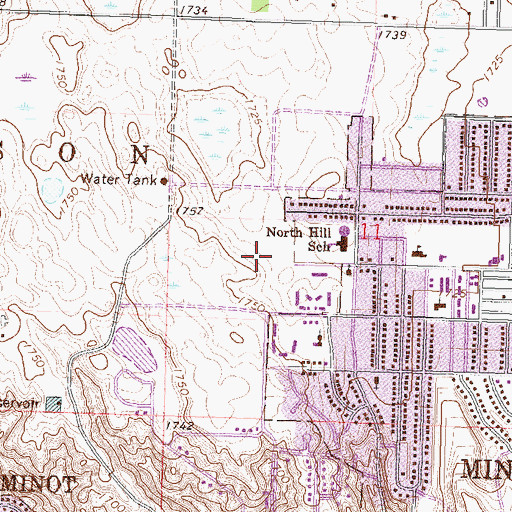 Topographic Map of Minot Optimist Soccer Complex, ND