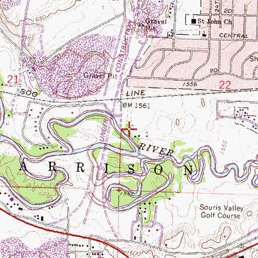 Topographic Map of Dakota Bark Park, ND