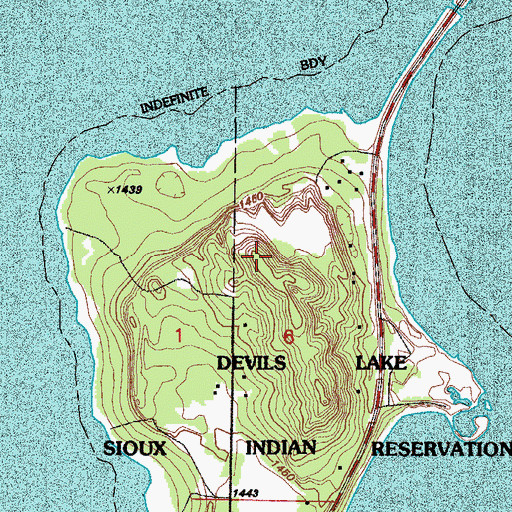 Topographic Map of Spirit Lake Casino and Resort, ND