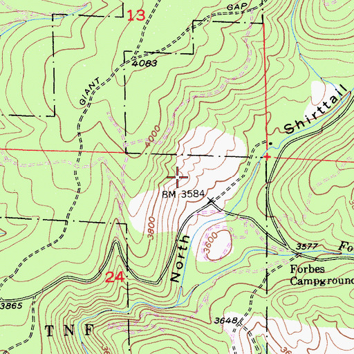Topographic Map of Giant Gap Family Campground, CA