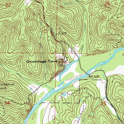 Topographic Map of Onondaga Spring, MO
