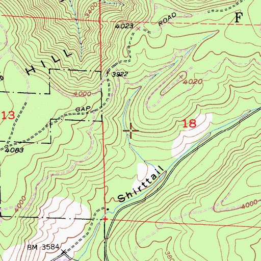 Topographic Map of Shirttail Creek Family Campground, CA