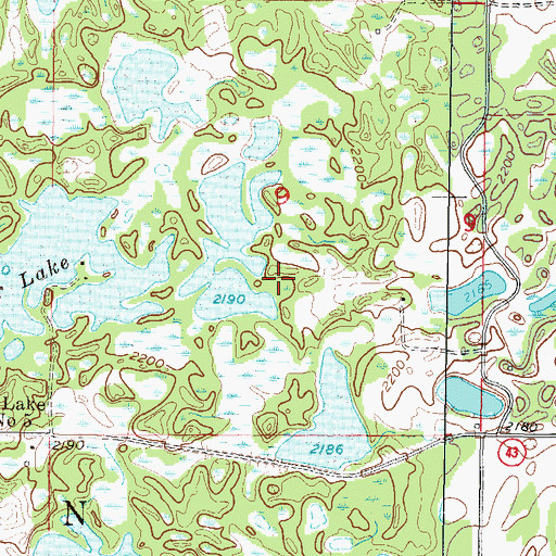 Topographic Map of Homen State Forest, ND
