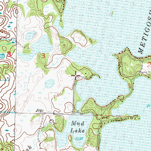 Topographic Map of Hahn's Bay Recreation Area, ND