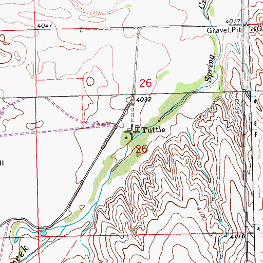 Topographic Map of Tuttle (historical), CO