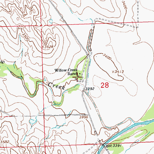 Topographic Map of Willow Creek Ranch, CO