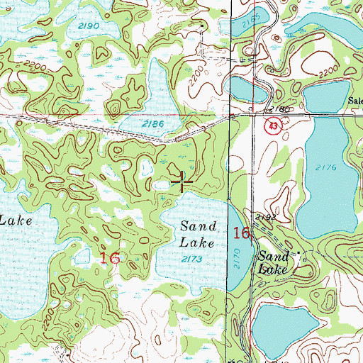 Topographic Map of Pelican Sandy Recreation Area, ND