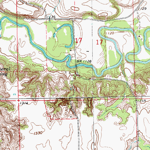 Topographic Map of Sheyenne State Forest Trailhead, ND