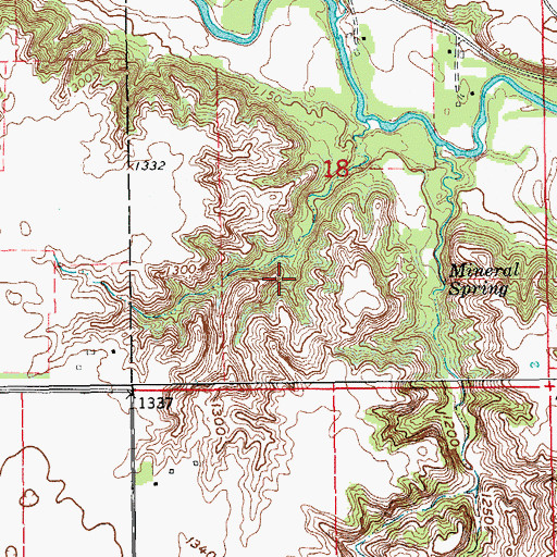 Topographic Map of Mineral Springs Falls, ND