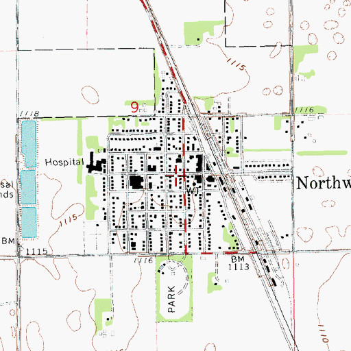 Topographic Map of Northwood Pioneer Museum, ND