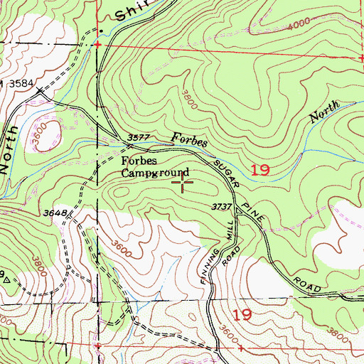 Topographic Map of Forbes Creek Group Campground, CA
