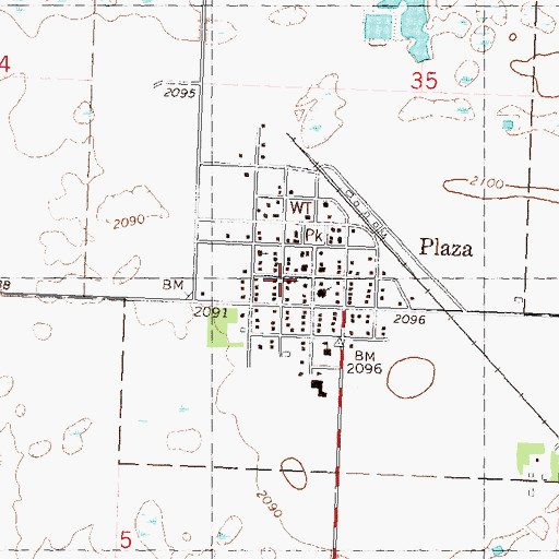 Topographic Map of Plaza Community Museum, ND