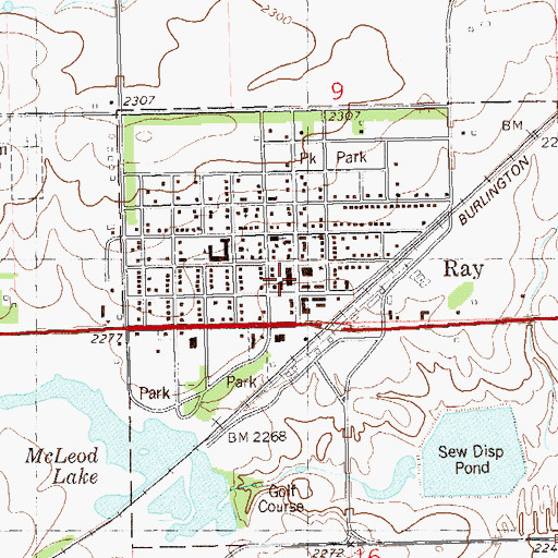 Topographic Map of Ray Opera House Museum, ND