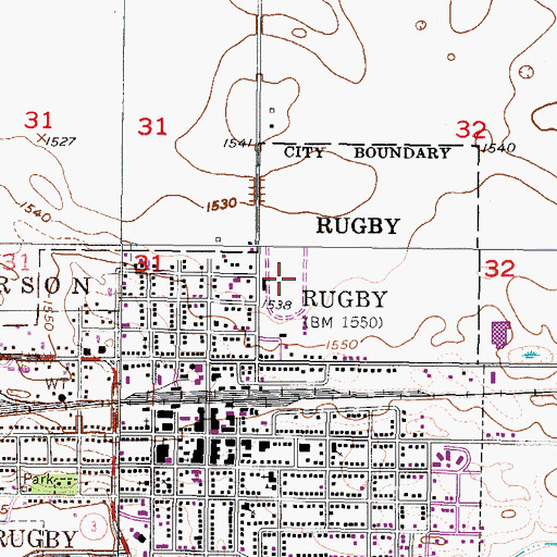 Topographic Map of Geographical Center Speedway, ND
