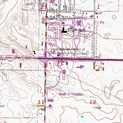 Topographic Map of Northern Lights Tower and Interpretive Center, ND