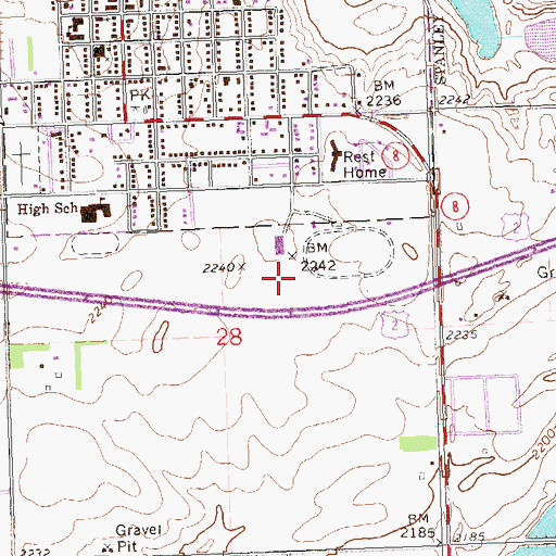 Topographic Map of Flickertail Village Museum, ND
