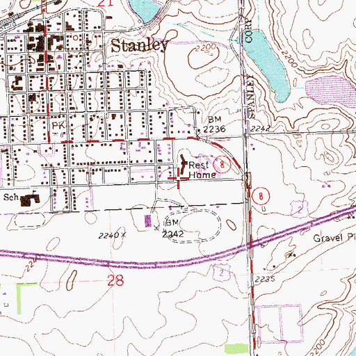 Topographic Map of Ina Mae Rude Aquatic Center, ND
