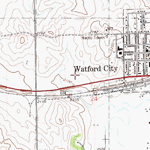 Topographic Map of McKenzie County Heritage Park, ND