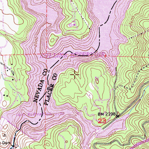 Topographic Map of Long Ravine Campground, CA