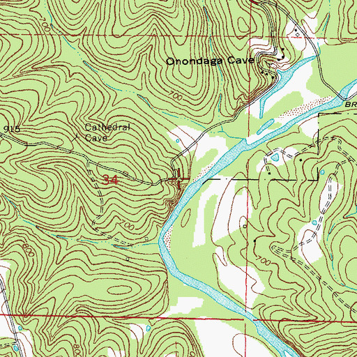 Topographic Map of Cathedral Spring, MO