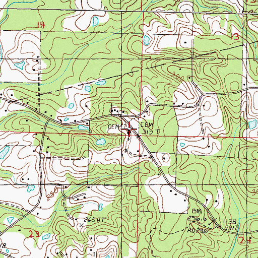 Topographic Map of Oak Hill Baptist Church, MS