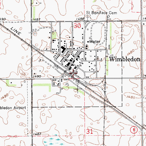 Topographic Map of Midland Continental Railway Depot Museum, ND