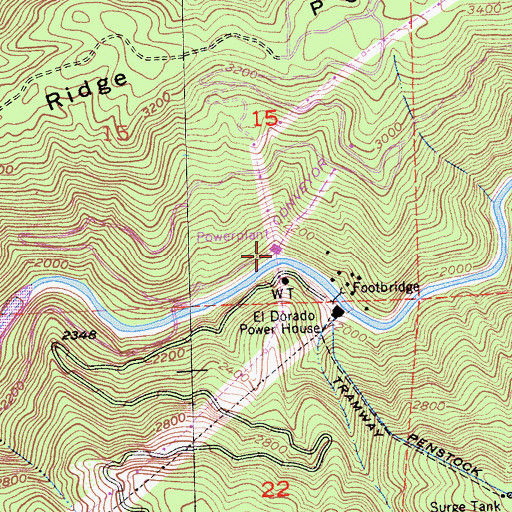 Topographic Map of Brush Creek Reservoir, CA