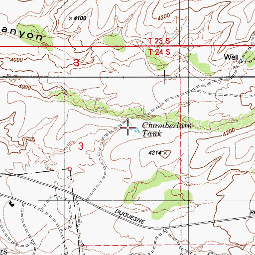 Topographic Map of Chamberlain Tank, AZ