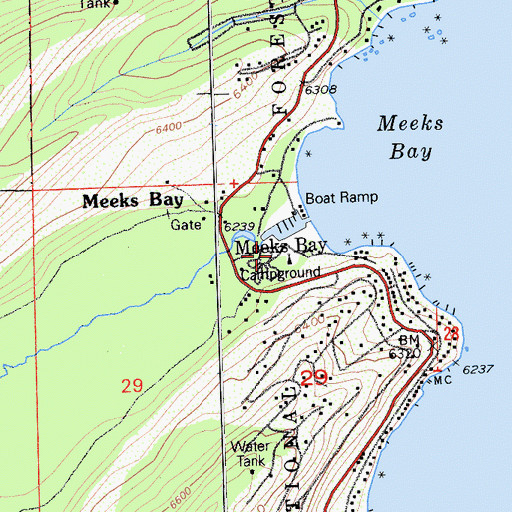 Topographic Map of Meeks Bay Campground, CA