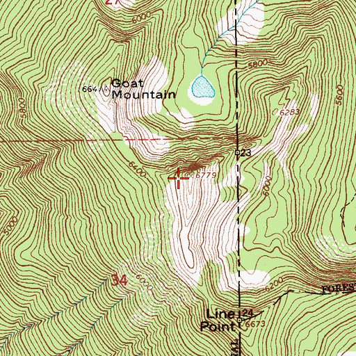 Topographic Map of Reno Mountain, ID