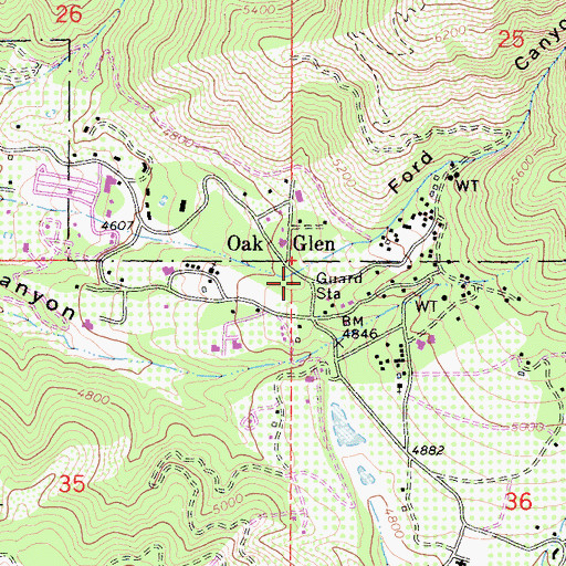 Topographic Map of Oak Glen Forest Station, CA
