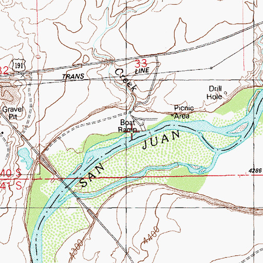 Topographic Map of Sand Island Boat Launch, UT