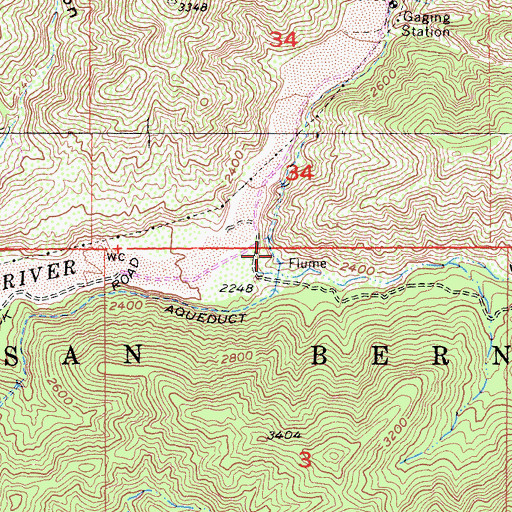 Topographic Map of Hot Springs, CA
